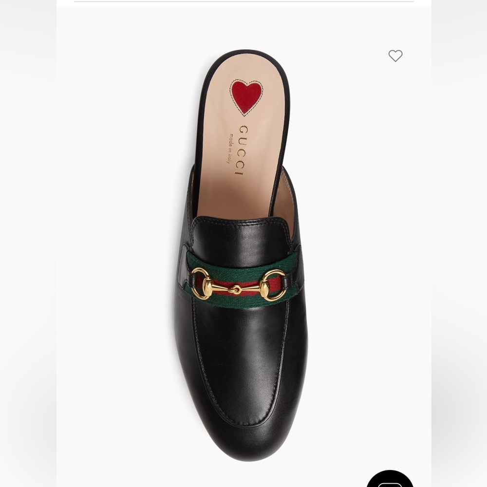 US 4.5: Gucci Women's Princetown Leather Slippers- Nero